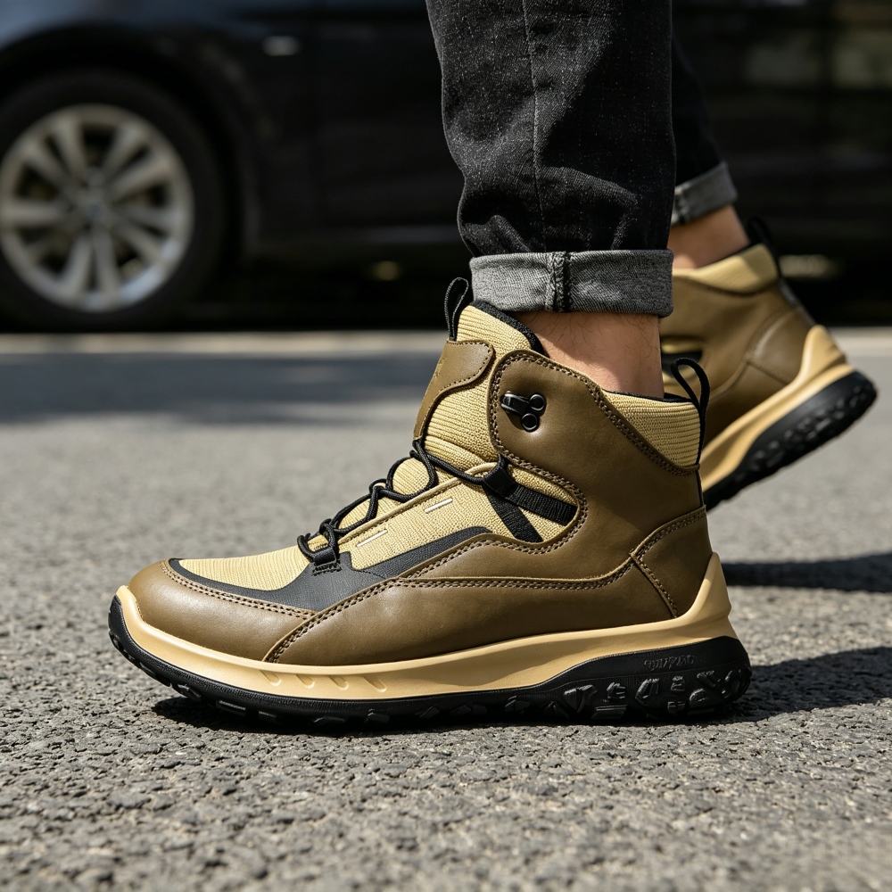 Streetwear Outdoor Brand - Tênis de Couro Cano Alto Masculino