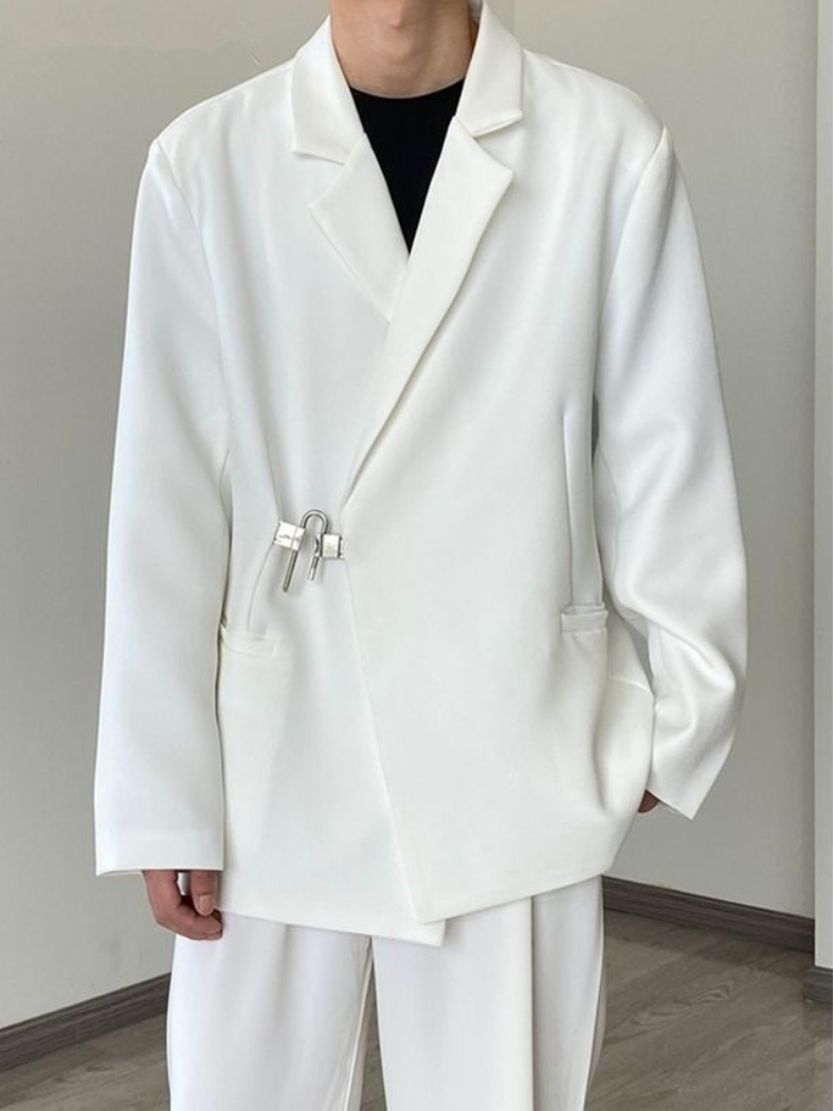 Streetwear Brand Aesthetic - Conjunto de Blazer Casual Branco Masculino,