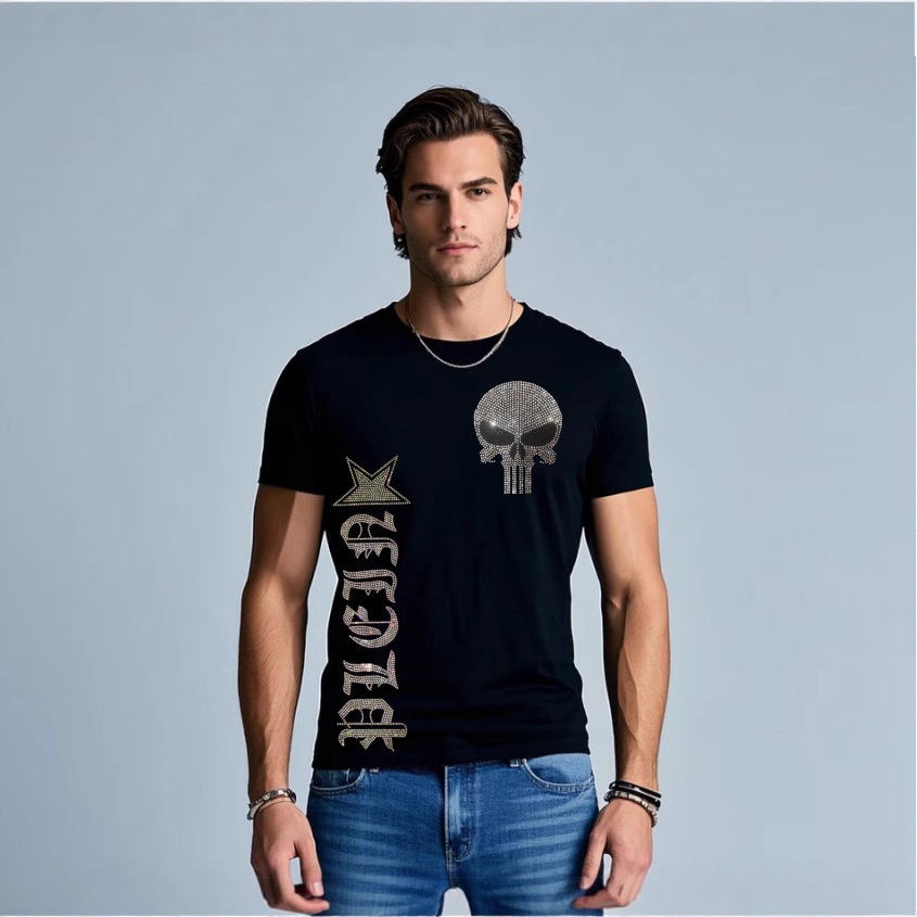 Streetwear Clothing Brands - 2025 novos crânios strass manga curta