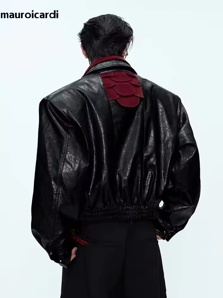 Streetwear Clothing Brands - Jaqueta de Couro PU com Estampa
