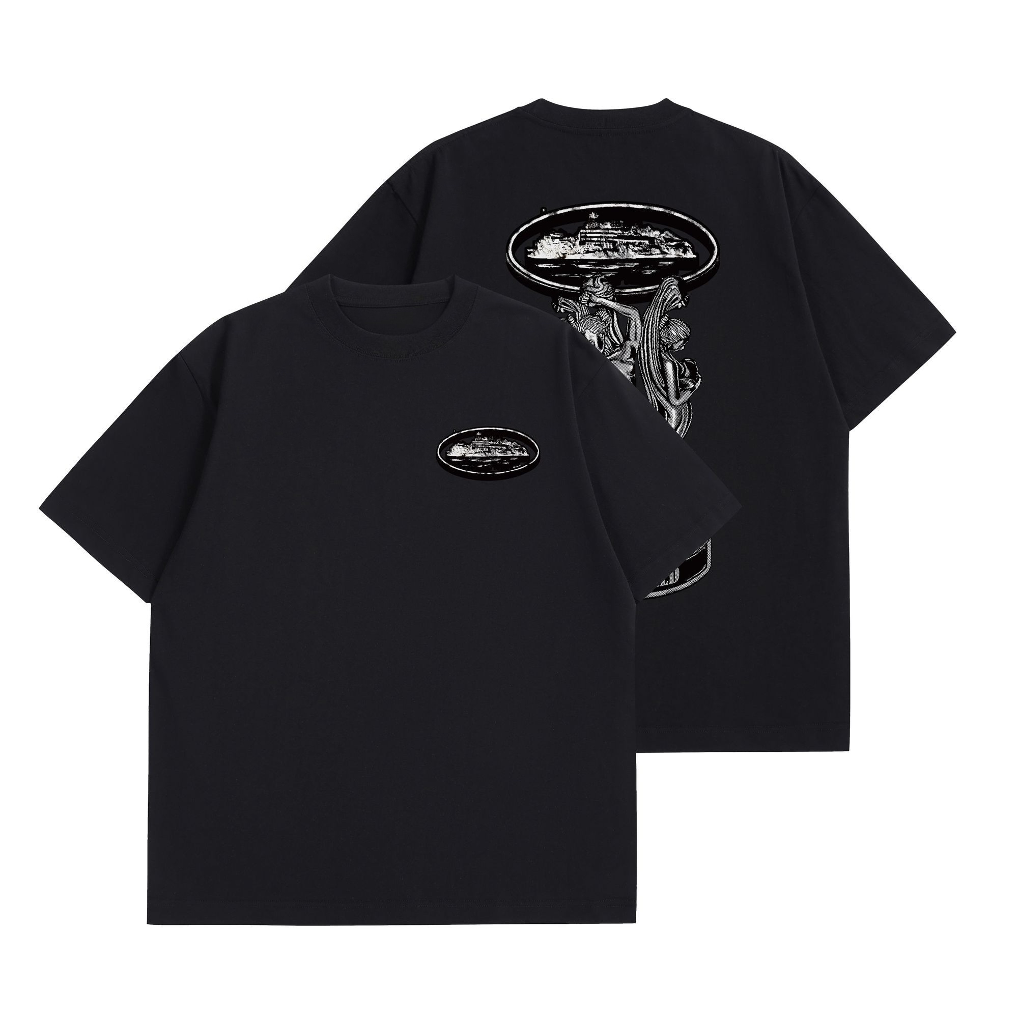 Streetwear Brand Niche - Camiseta Masculina de Algodão Estampada Retrô
