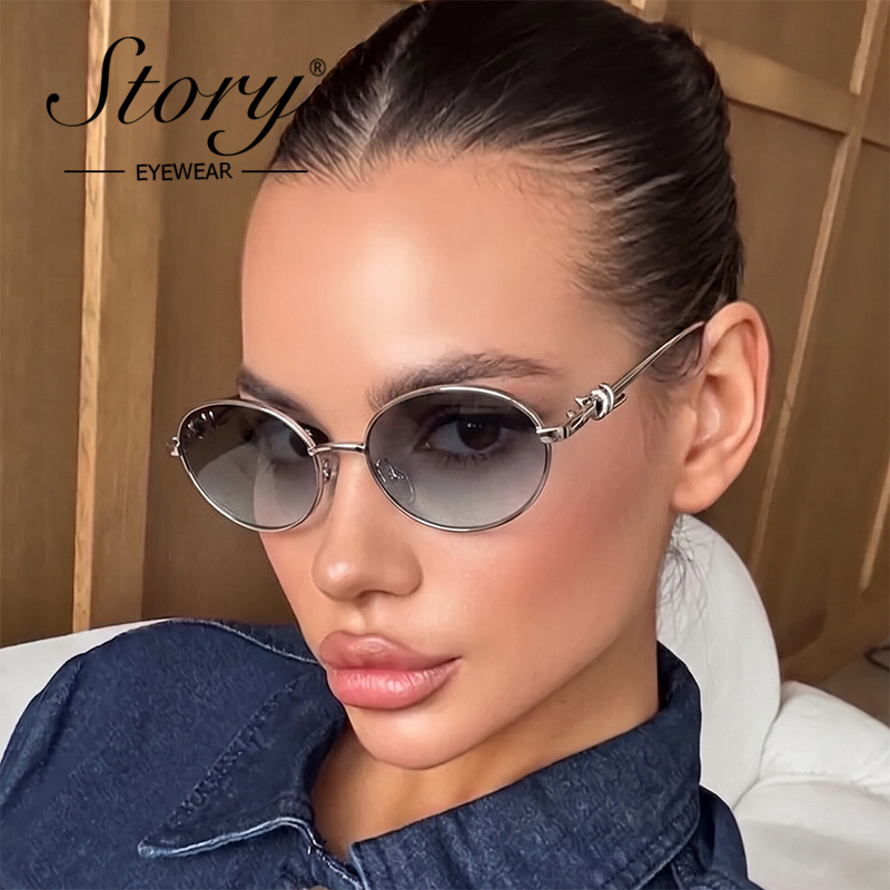 Streetwear Brand Designer - Óculos de Sol Oval Retrô com