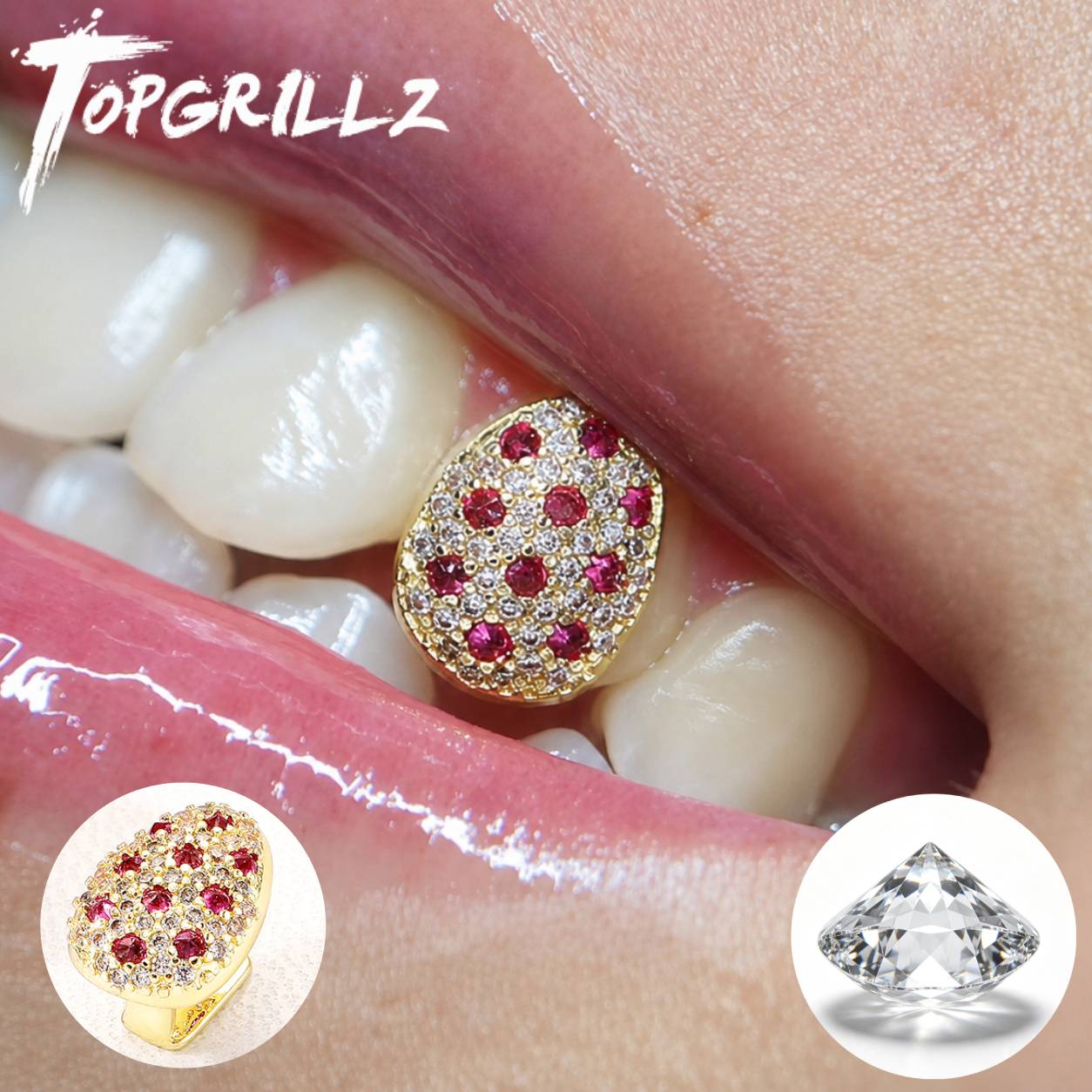 Streetwear Brand Hats - TOPGRILLZ Grillz de Dente Único Oval