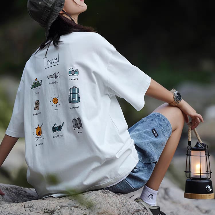 Camiseta Casual de Algodão com - Streetwear Outdoor Brand avaliação e preço