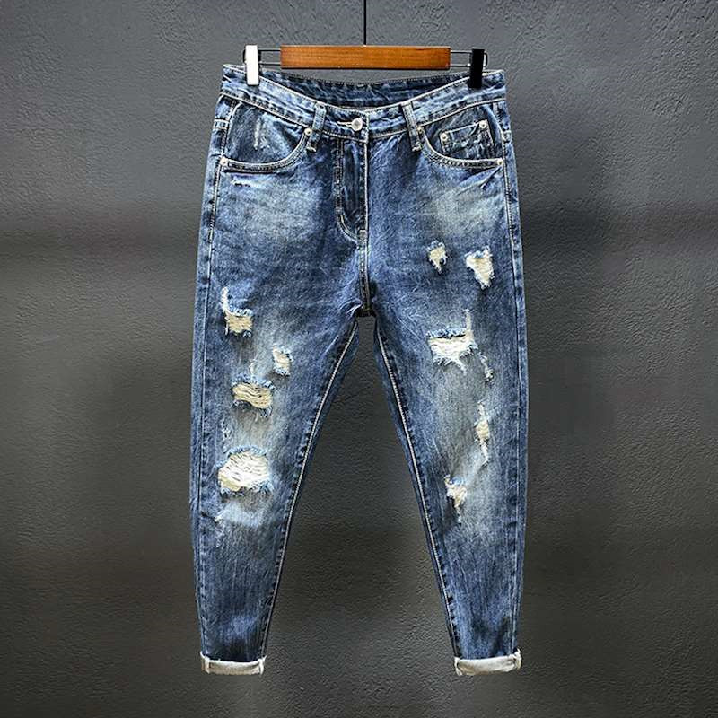 Jeans de nove pontos com furos - Urban Streetwear Brand avaliação e preço