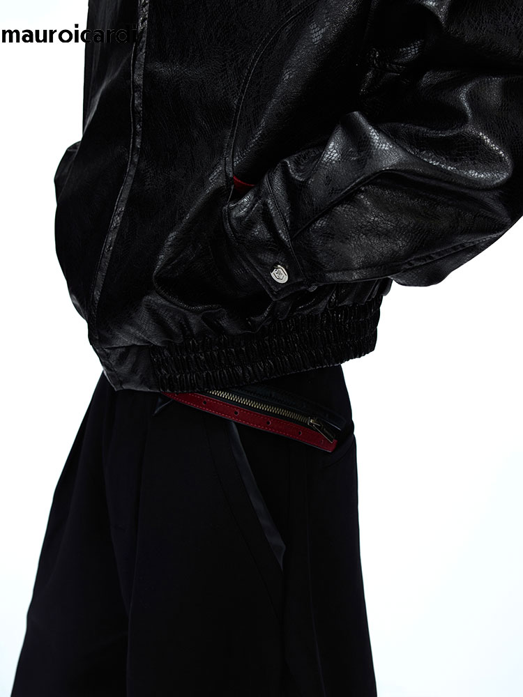 Jaqueta de Couro PU com Estamp - Streetwear Clothing Brands avaliação e preço