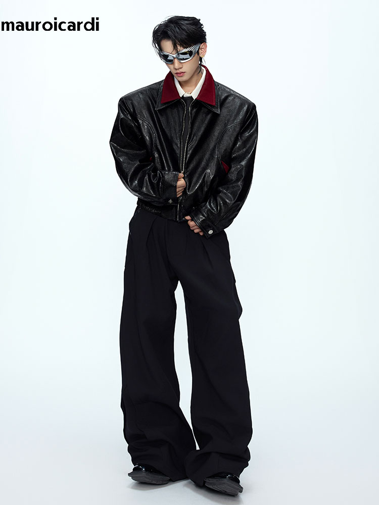 Jaqueta de Couro PU com Estamp - Streetwear Clothing Brands avaliação e preço